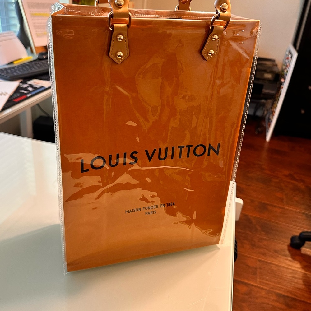 Louis Vuitton Orange Patent Shopper Tote with Top Handles